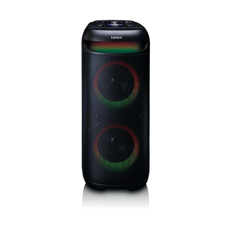 LENCO PA-210BK - Bluetooth® Party Speaker met LED-lichteffecten - 100W uitgangsvermogen, TWS, USB, tot 12 uur batterijduur - Zwart