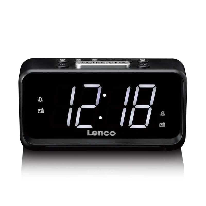 LENCO CR-28BK - Wekkerradio met handmatige dimmer, nachtverlichting en helder LED-display - Zwart