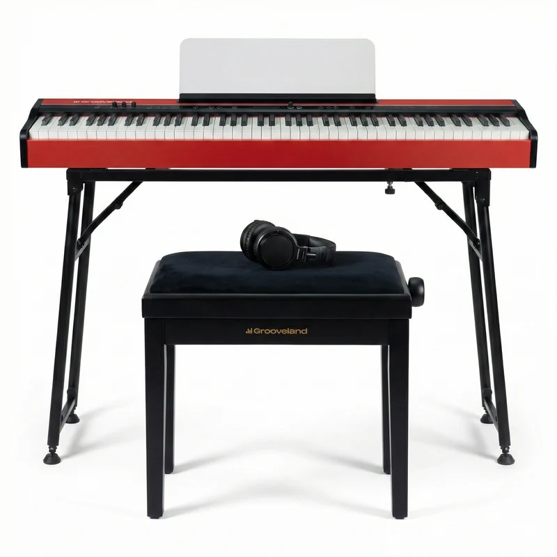 Grooveland FP80 Elpiano (Röd) Komplett Paket
