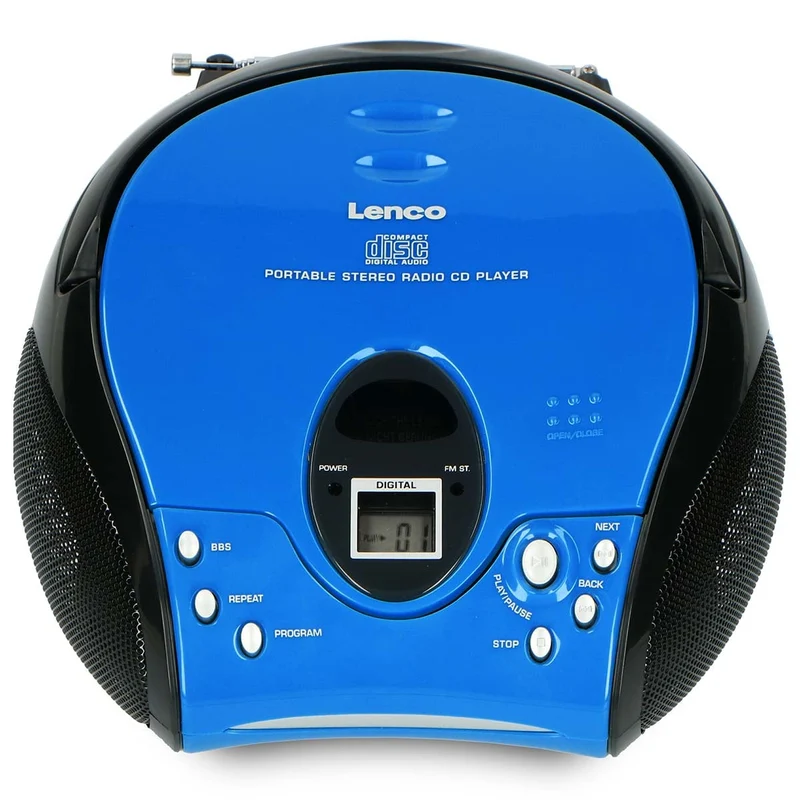 LENCO SCD-24 - Draagbare stereo FM radio met CD-speler - Blauw/zwart
