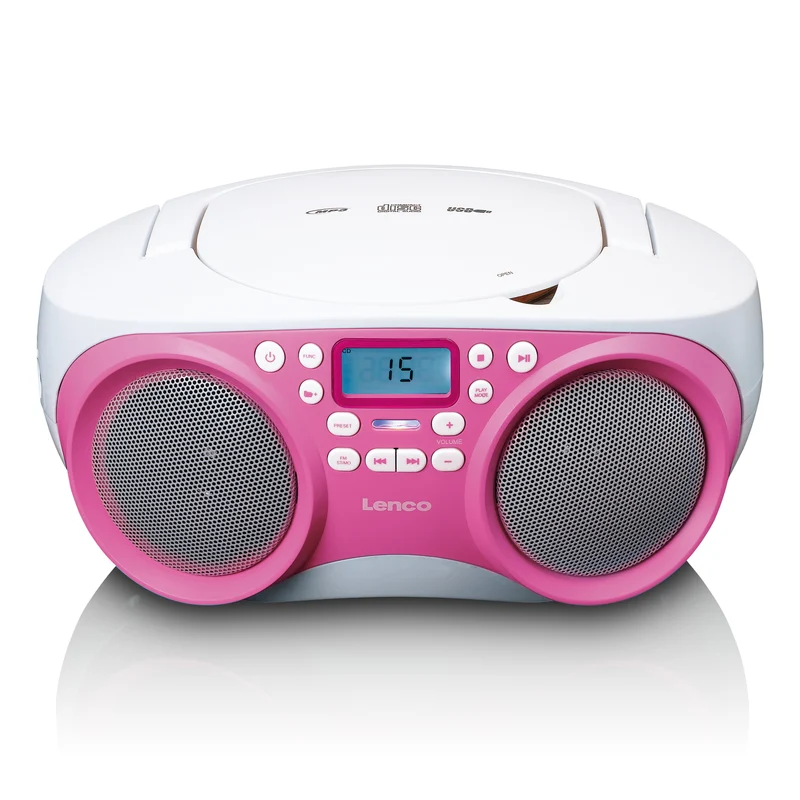 LENCO SCD-301PK - Draagbare FM Radio/CD/MP3 en USB speler - Roze