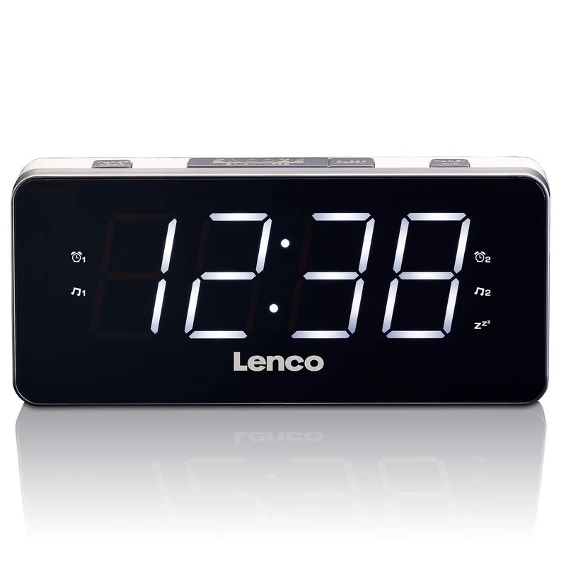 LENCO CR-18 White - FM Wekkerradio groot en overzichtelijk 1,8" LED display - Wit