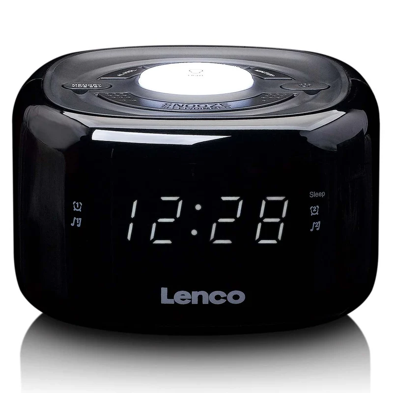 LENCO CR-12BK - FM Wekkerradio met nachtlamp - Zwart