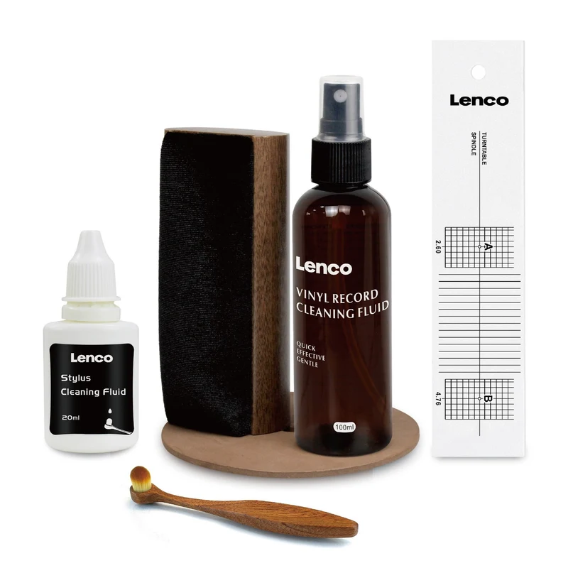 LENCO TTA-6IN1 platenspeler accessoireset en luxe LP schoonmaakset - Premium hout