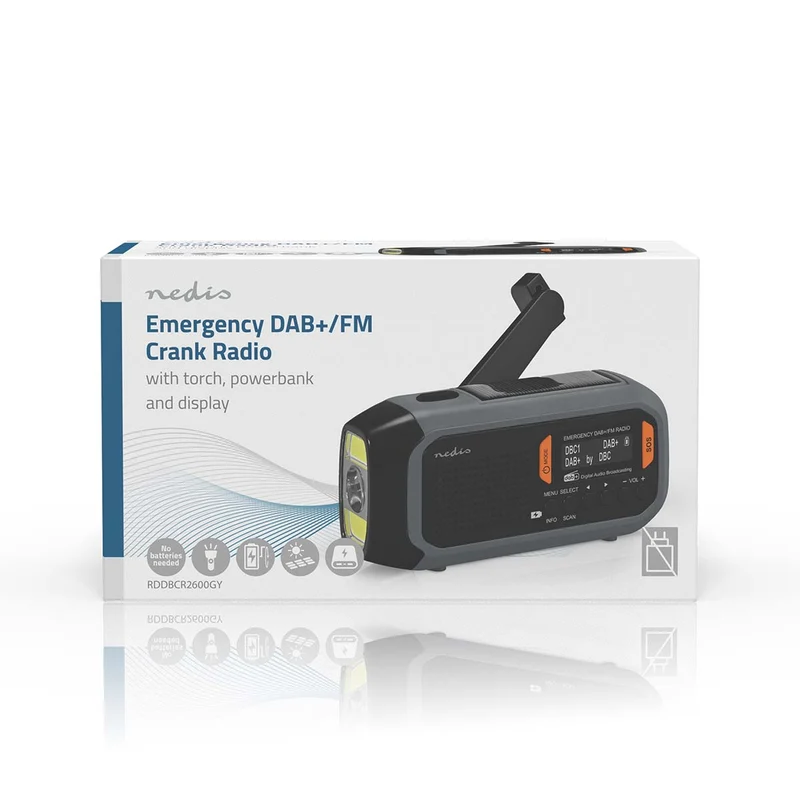 Noodradio Draagbaar Model - DAB+ / FM - Batterij Gevoed / Netvoeding / Solar Powered