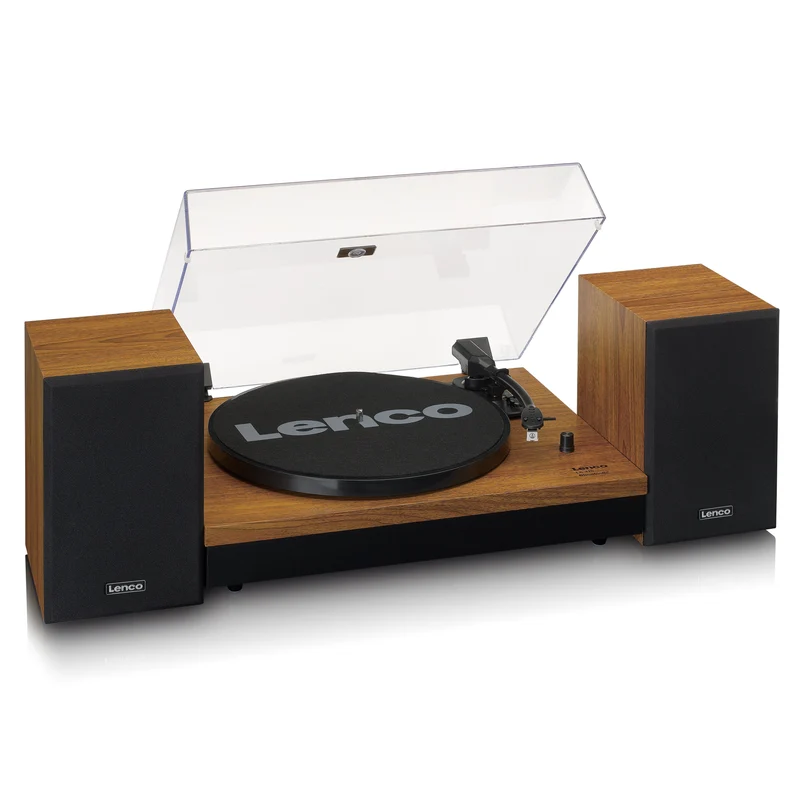 LENCO LS-310WD - Platenspeler met Bluetooth® en twee externe speakers, hout