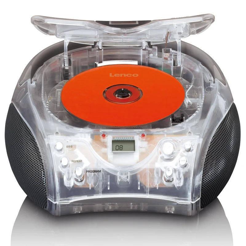 LENCO SCD-24TR - Draagbare stereo FM radio met CD-speler - Transparant