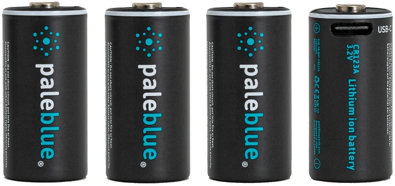 Pale Blue CR123 uppladdningsbara batterier 4-Pack