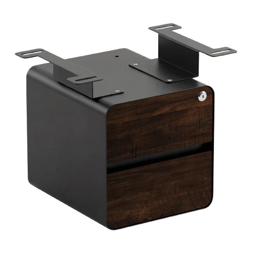 Desky Minimal Under Desk Cabinet - American Rustic Pine Softwood / Black