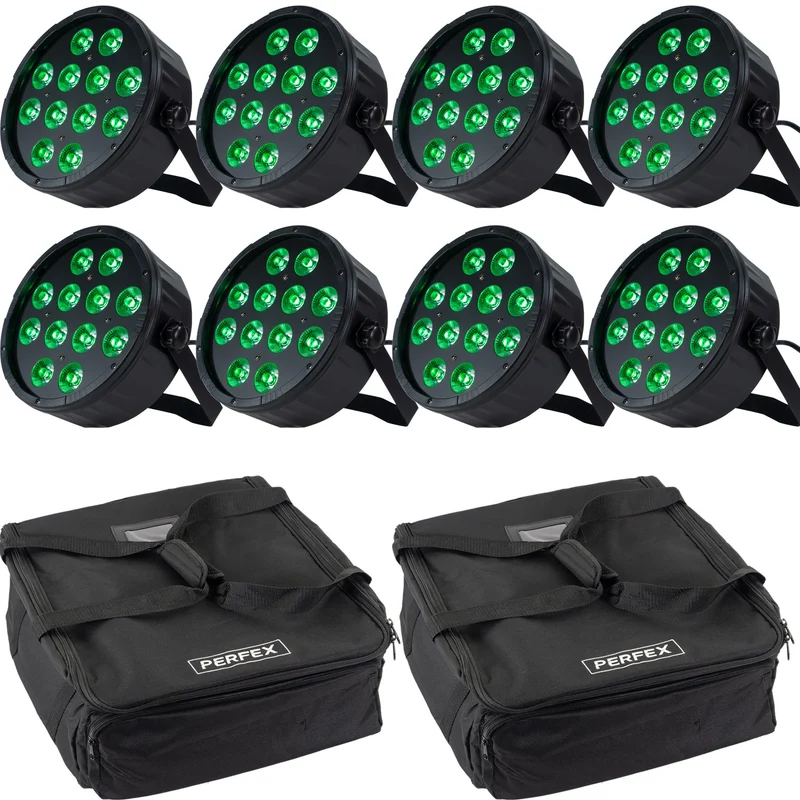 Marconi Polaris 12x12W RGBW PAR-lampa 8 st. Bundle med väska