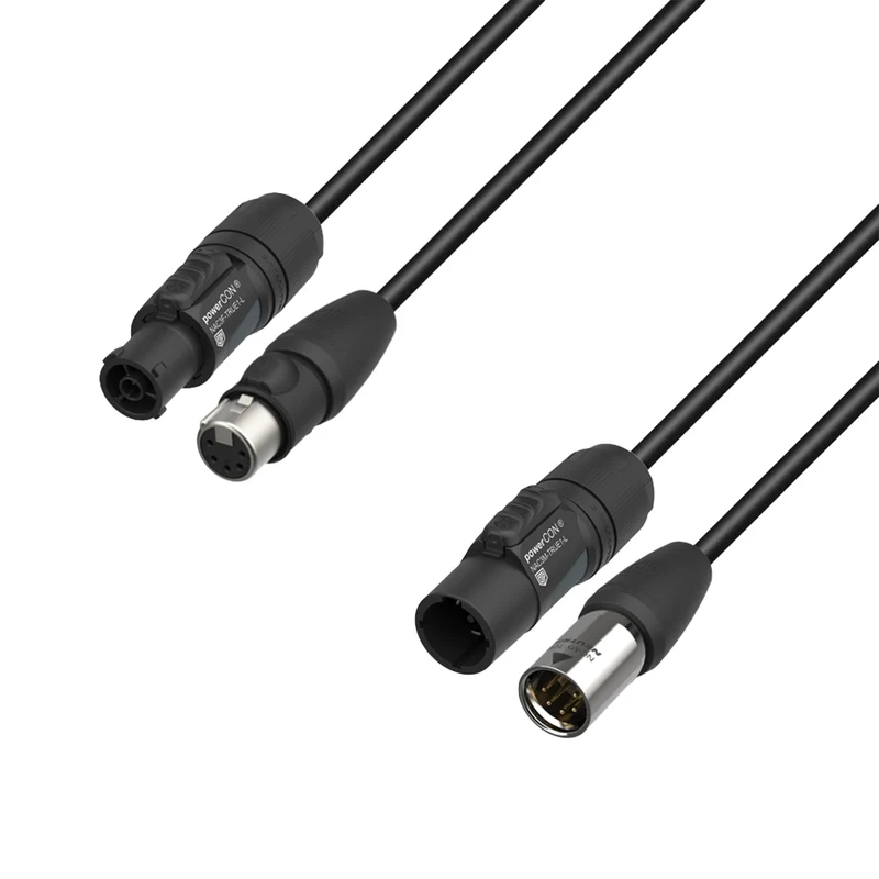 Adam Hall Cables 5 STAR H TCON 5D 0300 IP65 - hybridkabel | Ström & DMX | Neutrik® 5-polig XLR IP65 x TRUE1® | 3 m