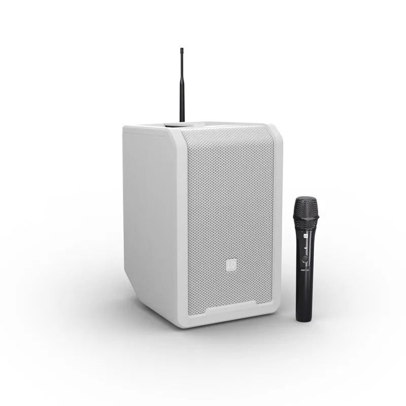 LD Systems ANNY® 8 HHD B6 W - Portabel batteridriven Bluetooth® PA-högtalare med mixer och 1x trådlös handhållen mikrofon, Ren vit