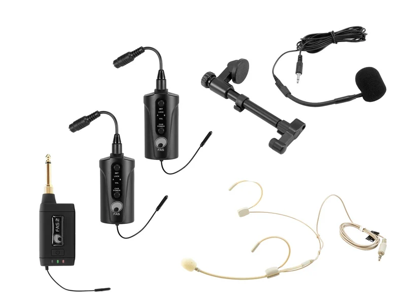 OMNITRONIC Set FAS TWO + 2x BP + headset + mikrofon för akustisk gitarr 660-690MHz