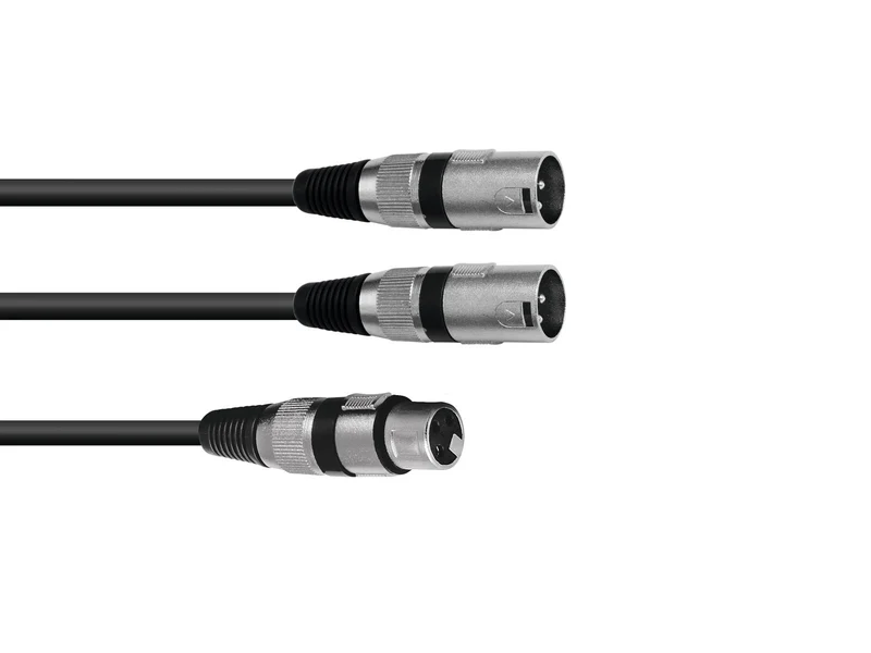OMNITRONIC Adapterkabel XLR(F)/2xXLR(M) 0.5m bk