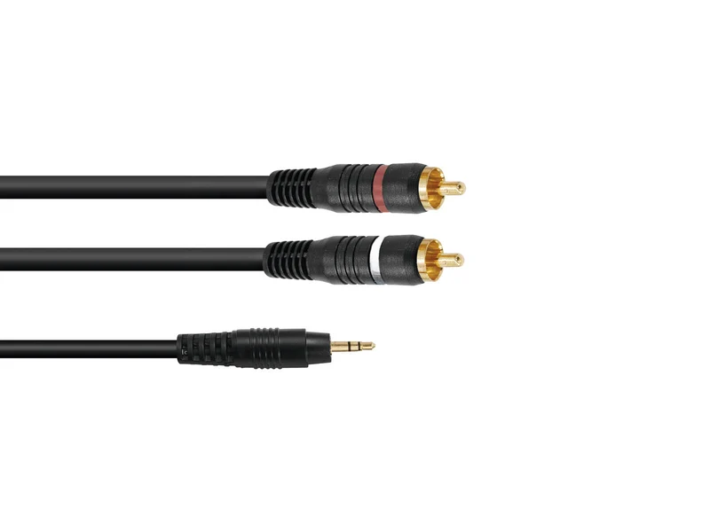 OMNITRONIC Adapterkabel 3.5 Jack/2xRCA 1m bk