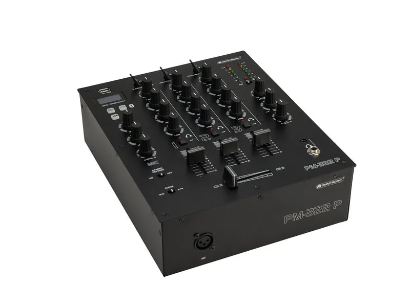 OMNITRONIC PM-322P 3-kanals DJ-mixer med Bluetooth & USB-spelare