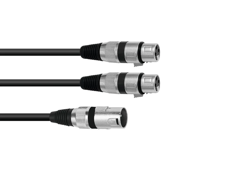 OMNITRONIC Adapterkabel XLR(M)/2xXLR(F) 1.5m bk