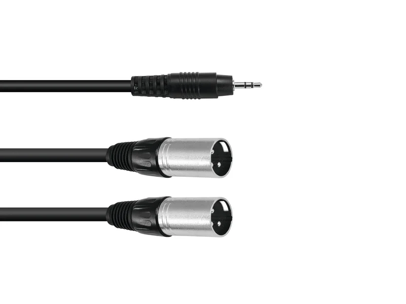 OMNITRONIC Adapterkabel 3.5 Jack/2xXLR(M) 1.5m bk