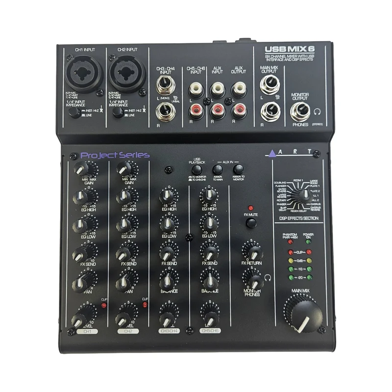 ART Mixer 6 kanaler med USB-interface