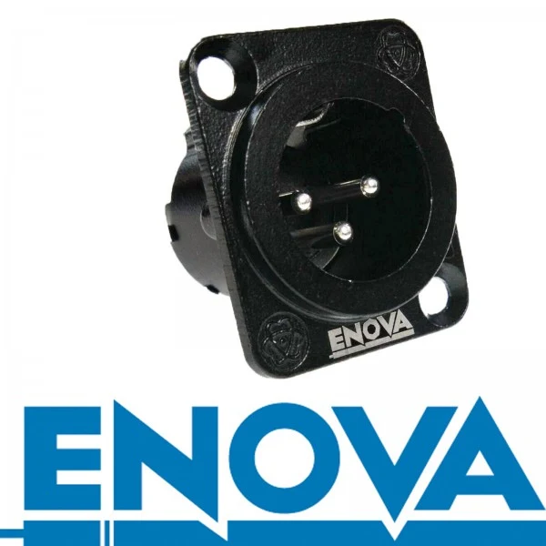 Enova 3-polig hane 3-Pin XLR-chassikontakt, svart