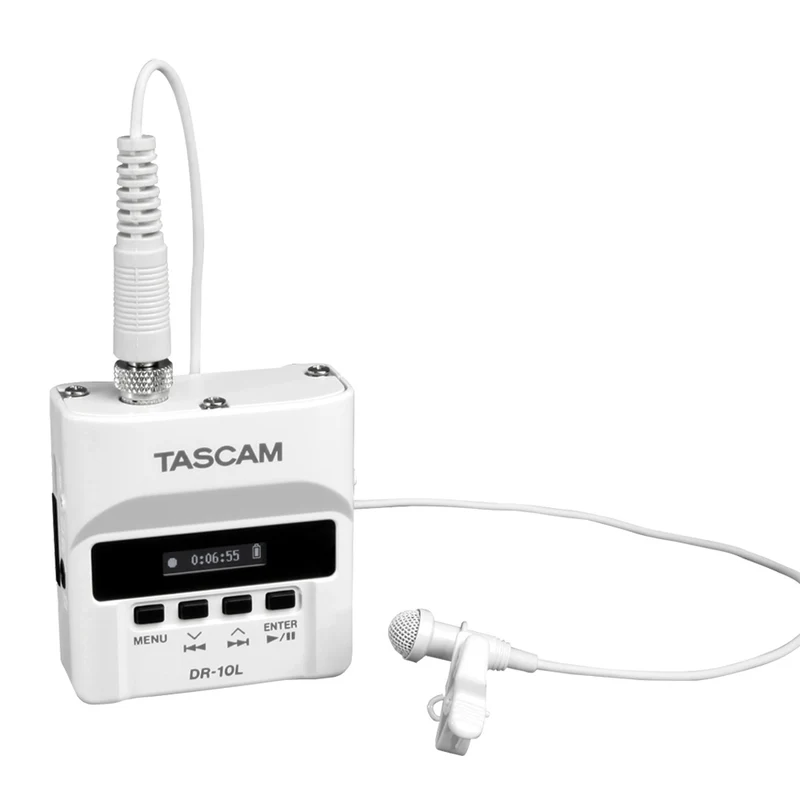 Tascam DR-10L inspelare med lavaliermikrofon, vit