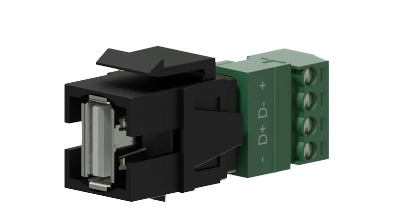 Keystone adapter usb 2.0a till 4-pin tb, Sort