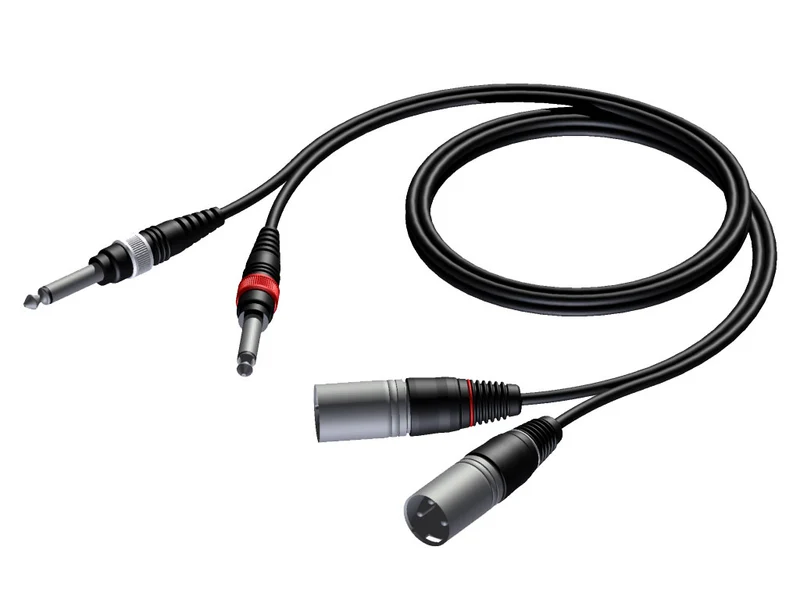 ProCab signalkabel 2 x XLR hane > 2 x Jack - 1,5 m