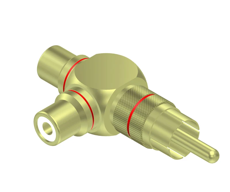 Adapter RCA hane > 2 x RCA hona vinklad par