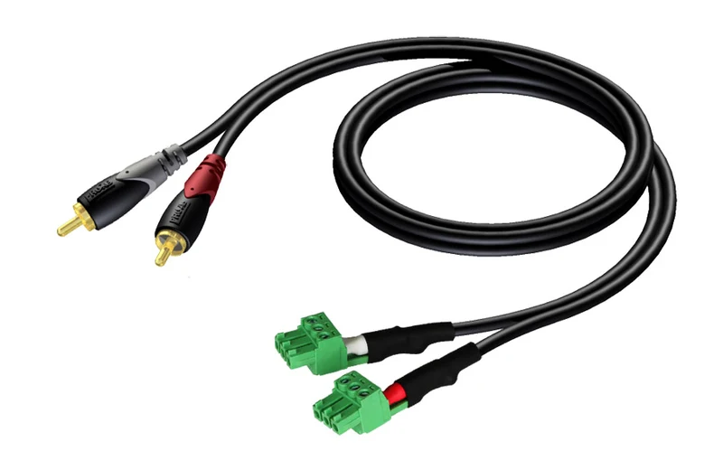 ProCab 2 x RCA han > 2 x terminal block 3P 3,81mm, 3 m