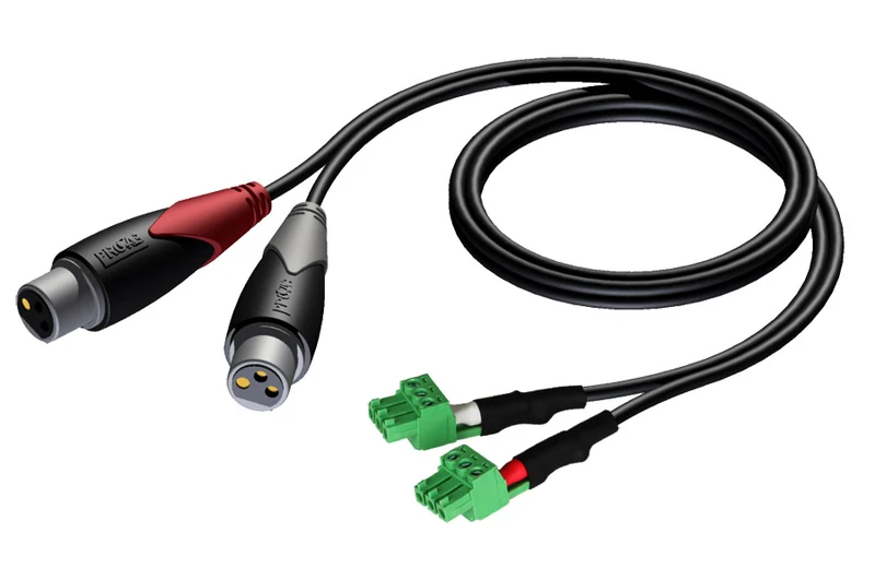 ProCab 2 x XLR hona > 2 x terminalblock 3P 3,81mm, 5 m