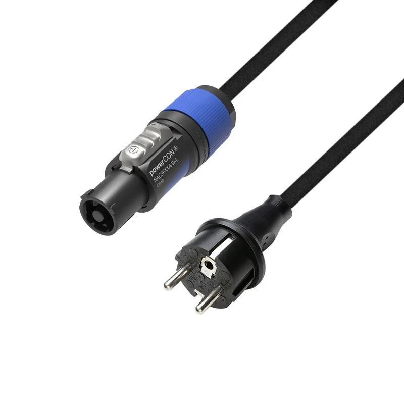 Adam Hall Cables 5 STAR PCON 0150 - Strömkabel | Neutrik powerCON® till CEE 7/7 med Titanex®-ledning | 1,5 m