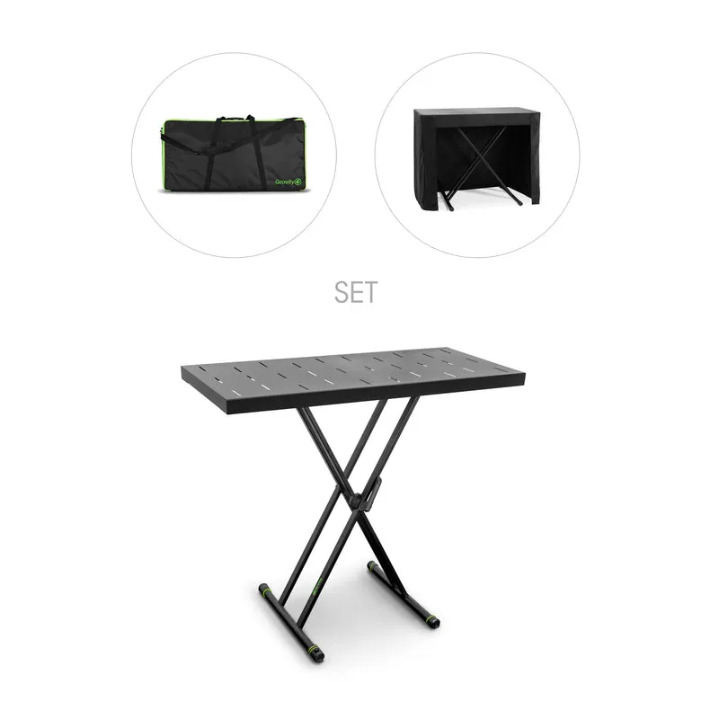 Gravity KSX 2 RD SÆT 1 - X-formad keyboardstativ med dubbelstöd och stödbräda, set 1
