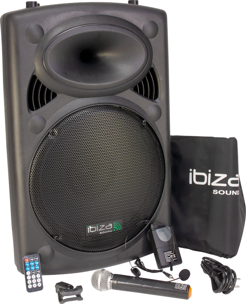 Ibiza bärbar högtalare med 15" bas (svart, 800W)