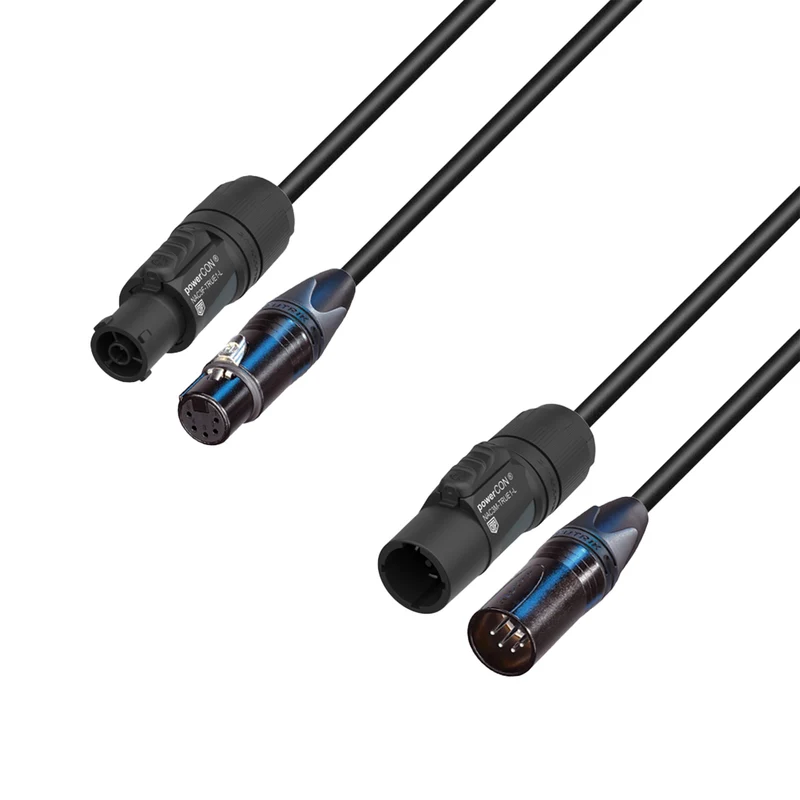 Adam Hall Cables 5 STAR H TCON 5D 1000 - Hybridkabel | Ström och DMX | Neutrik® XLR 5-polig x TRUE1® | 10 m