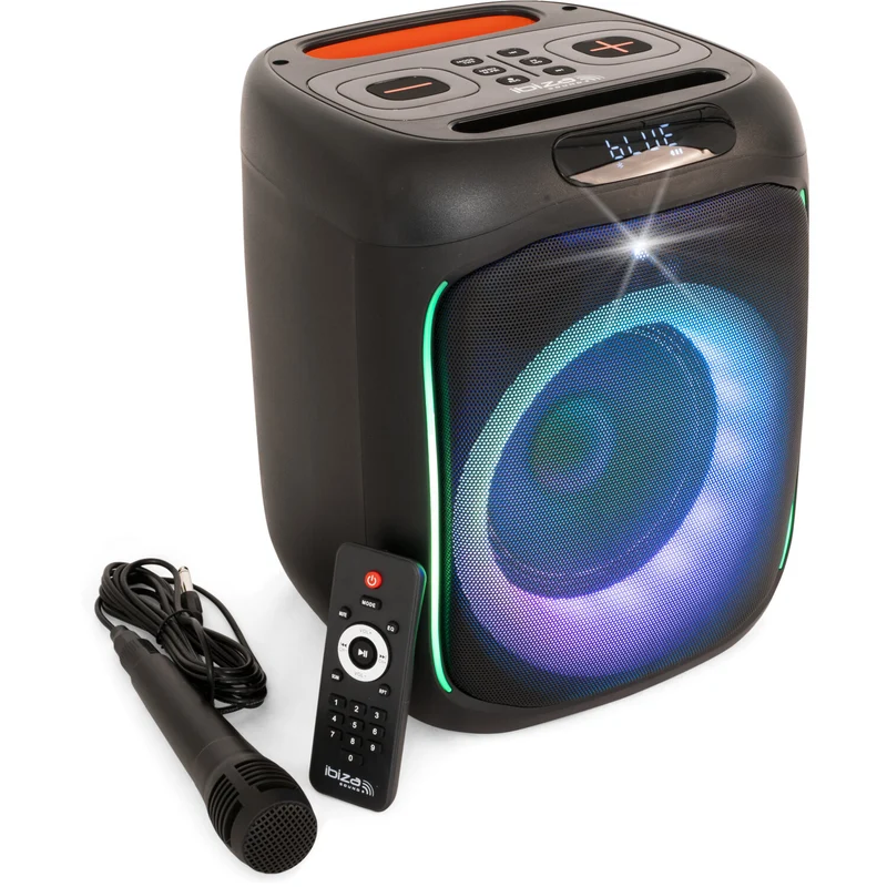 IBIZA partyhögtalare med ljus och Bluetooth