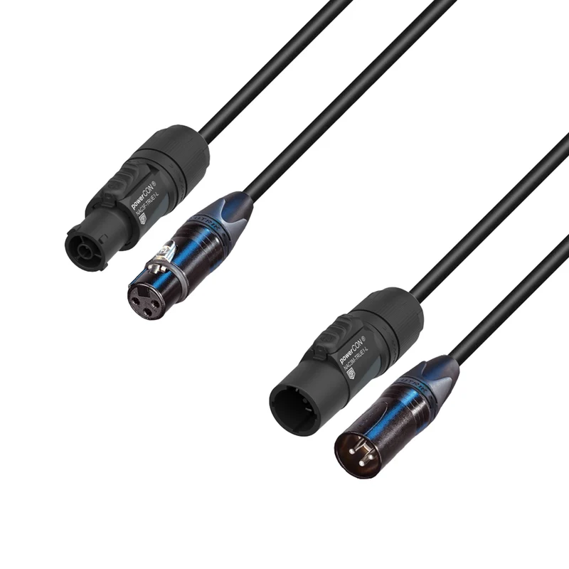 Adam Hall Cables 5 STAR H TCON D 0500 - hybridkabel | Ström & DMX | Neutrik® XLR 3-polig x TRUE1® | 5 m