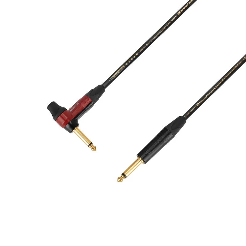 Adam Hall Cables 5 STAR IPR 0900 PALMER®-KABEL TIMBRE - Instrumentkabel | Palmer® & Neutrik timbrePLUG® vinklad jack till jack TS | 9 m