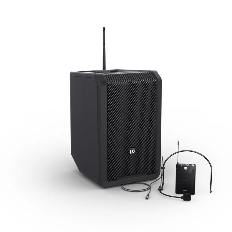 LD Systems ANNY® 8 BPH B6 - Portabel batteridriven Bluetooth® PA-högtalare med mixer och 1x headset-mikrofon (inkl. bodypack), Stage Black