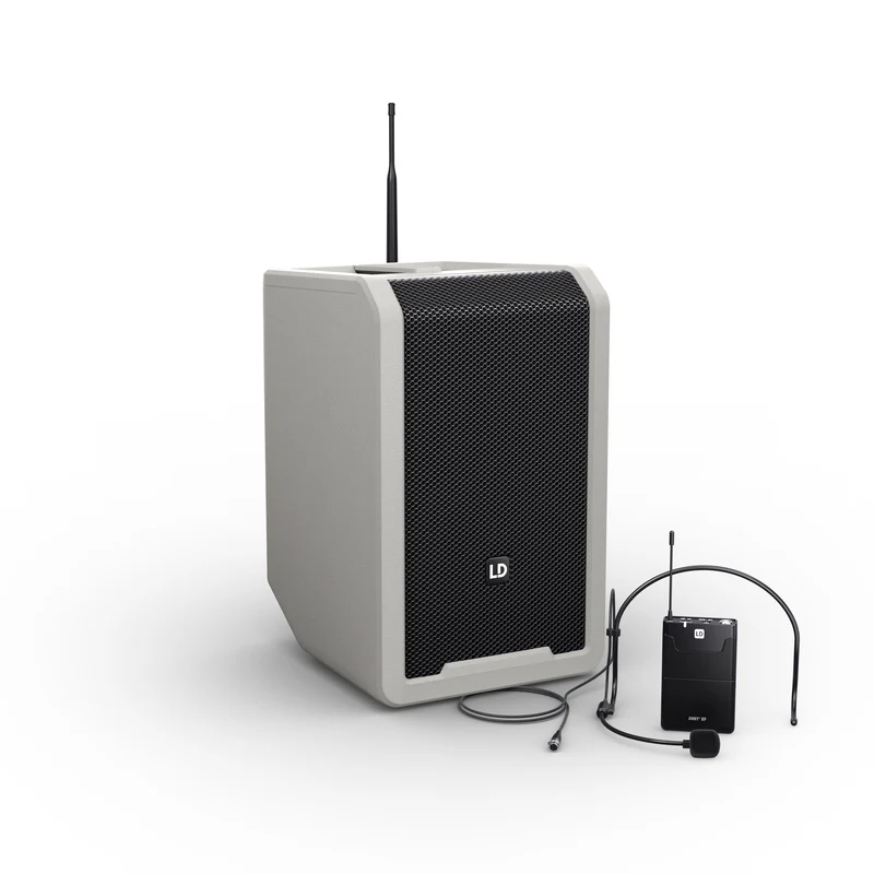 LD Systems ANNY® 8 BPH B8 G - Portabel batteridriven Bluetooth® PA-högtalare med mixer och 1x headsetmikrofon (inkl. bodypack), Urban Grey