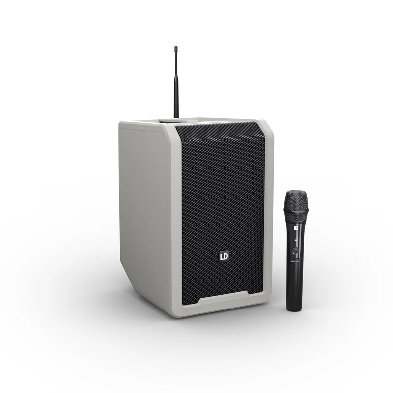 LD Systems ANNY® 8 HHD B6 G - Portabel batteridriven Bluetooth® PA-högtalare med mixer och 1x trådlös handhållen mikrofon, Urban Grey