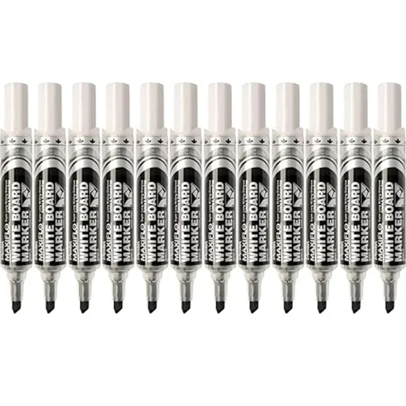 Pentel Maxiflo Whiteboard Marker Chisel Point 7mm Box 12 (Black)