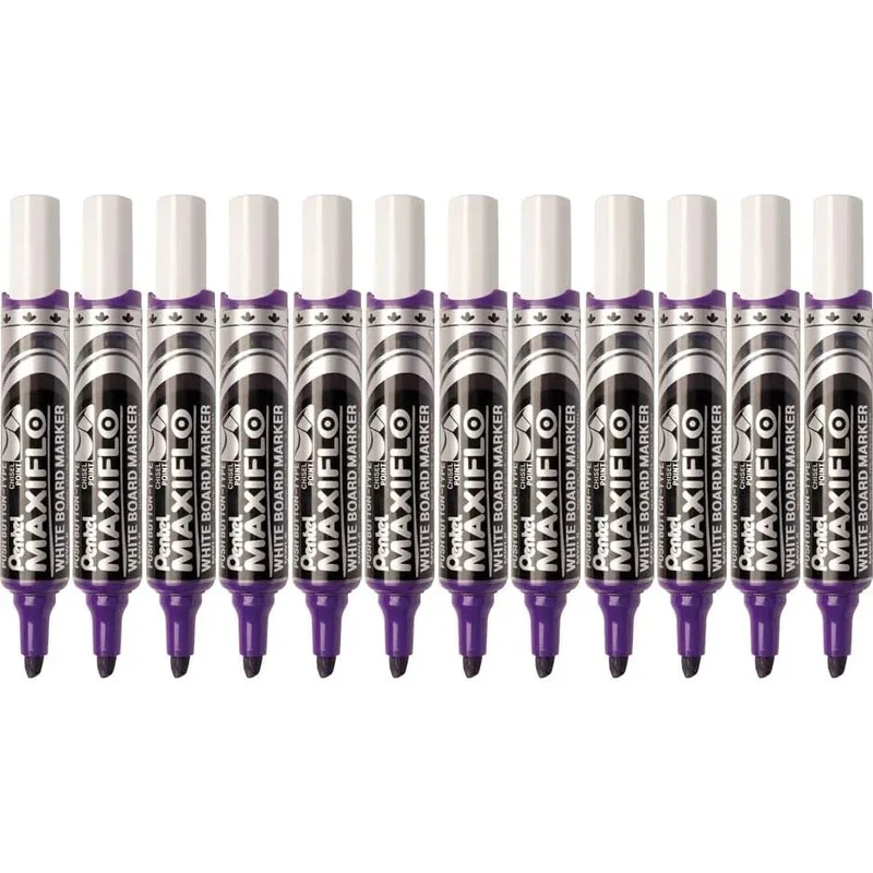 Pentel Maxiflo Whiteboard Marker Chisel Point 7mm Box 12 (Violet Purple)