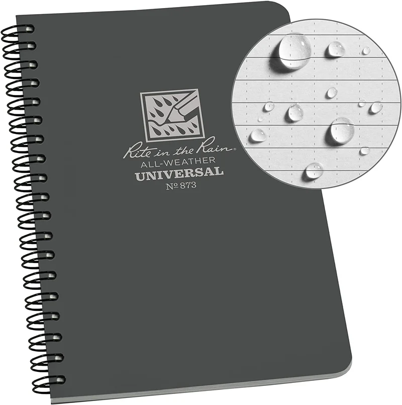 Rite in the Rain | Side Spiral 4.625 x 7 Polydura Notebook - Universal - Grey