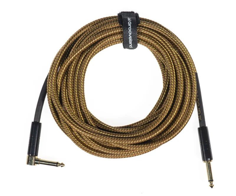 Grooveland Tweed Vinkel Gitarrkabel (6m - Brun)