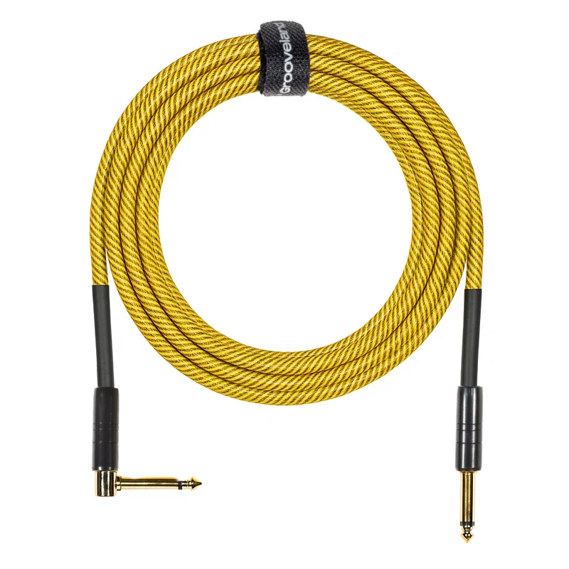 Grooveland Tweed Vinkel Gitarrkabel (6m - Gul)