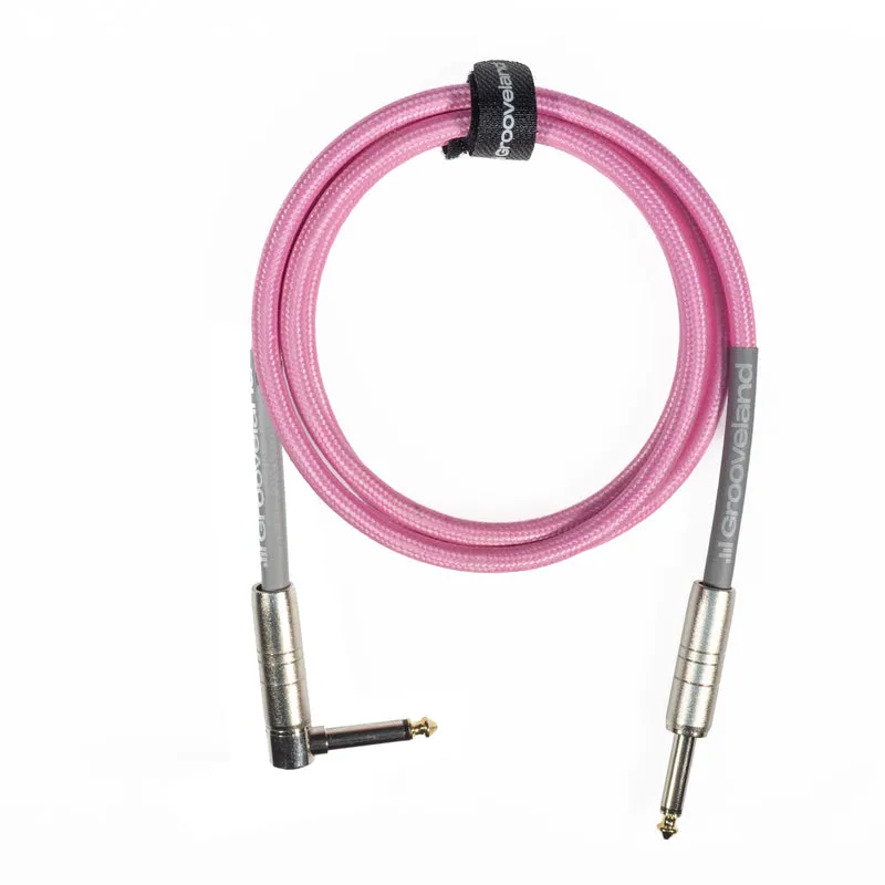 Grooveland Tweed Vinkel Gitarrkabel (1,5m - Pink)