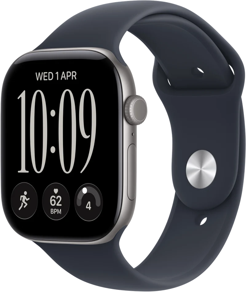 Apple Watch Series 12 GPS 46mm Space Grey Aluminium Case Navy Blue Sport Band M/L