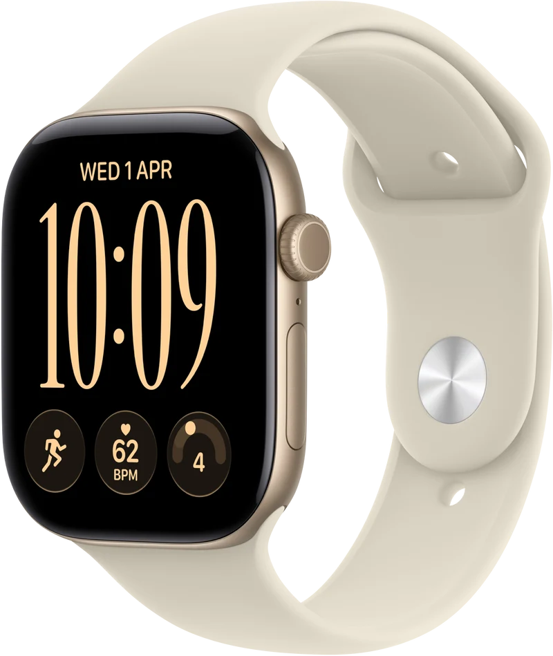 Apple Watch Series 12 GPS 46mm Light Gold Aluminium Case Sand Sport Band S/M