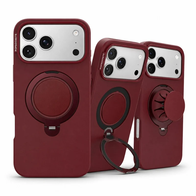 PopSockets Low-Pro MagSafe Protective Case with Built-in Grip Stand for iPhone 18 Pro Max (Burgundy)