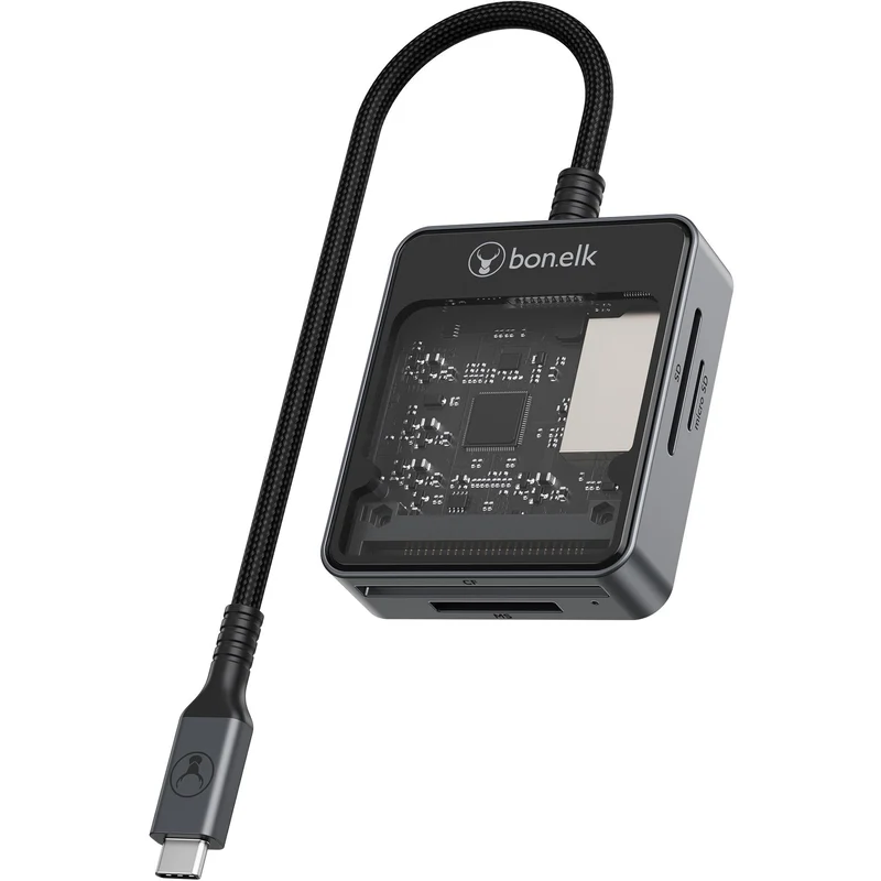Bonelk Vision Long-Life USB-C to 4in1 Multi Card Adapter (SG/Clear)